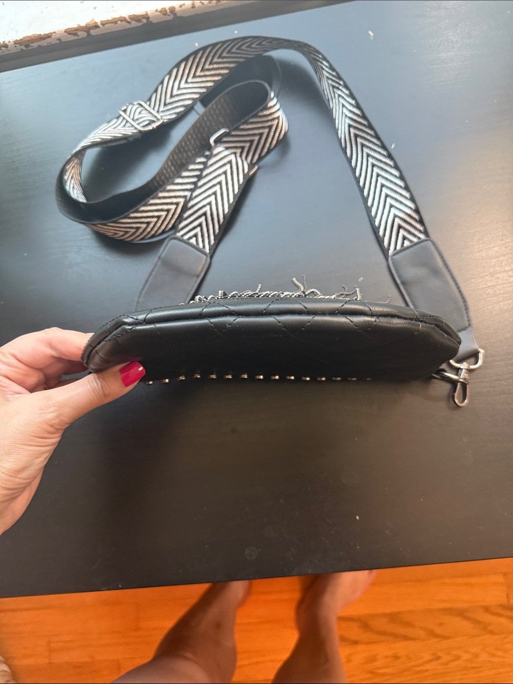 Black Fringe Crossbody Bag with Studded Detail - Picture 11 of 11